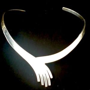 .925 Solid Sterling Silver Forked Choker